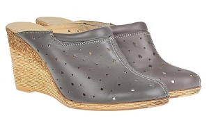 OFERTA marimea 40 - Saboti de vara, gri, din piele naturala cu perforatii - LTEAGRI - Img 4