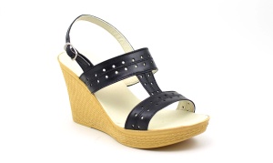 Oferta marimea 40 - Sandale dama, negre , din piele naturala box, cu platforme de 7 cm LS46NBOX - Img 2