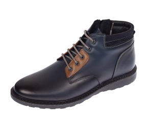 Oferta Marimea 41 Ghete piele naturala barbati imblanite cu siret si fermoar Corsa Blue LGKR3XBL - Img 6