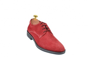 OFERTA marimea 41- Pantofi barbati casual din piele naturala intoarsa, culoare visiniu - LPAVELV