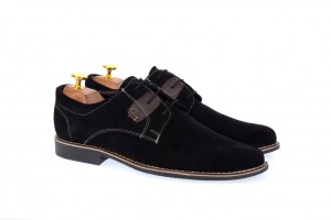 Oferta marimea 41 - Pantofi casual din piele naturala intoarsa de culoare neagra - LPANM - Img 5