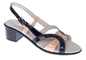 Oferta Sandale dama din piele naturala lacuita, negru nud Marimea 35