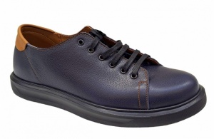 Pantofi barbati casual din piele naturala bleumarin 408SBL - Img 4