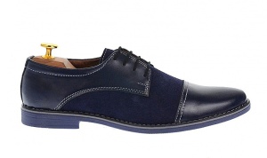 Pantofi barbati casual din piele naturala bleumarin 858BLM - Img 4