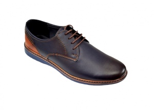 Pantofi barbati casual din piele naturala bleumarin cu maro, CIUCALETI SHOES - Img 4