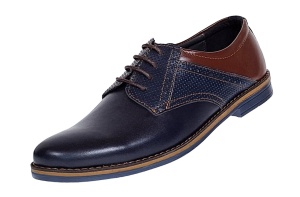 Pantofi barbati casual din piele naturala, bleumarin, maro 414SBLM - Img 2