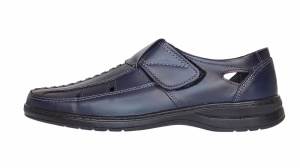 Pantofi barbati casual din piele naturala, calapod lat - Model GKR24 Bleumarin - Img 4