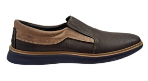 Pantofi barbati, casual, din piele naturala, cu elastic, Maro, TEST545M - Img 2