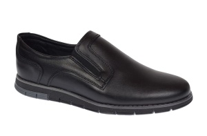 Pantofi barbati casual din piele naturala cu elastic negru SP2019EN