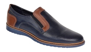 Pantofi barbati casual din piele naturala - Model bleumarin cu maro - GKR332EBL - Img 8