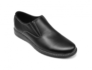 Pantofi barbati casual, din piele naturala, Negru cu elastic - CIUCALETI SHOES - TENBOXMARIOEN - Img 4