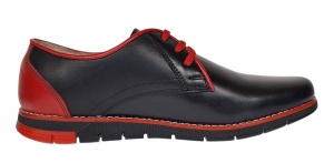 Pantofi barbati casual din piele naturala Negru si Rosu Marimea 40 - Img 6