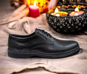 Pantofi barbati casual din piele naturala pe calapod Lat PH450 Negru Siret - Img 2