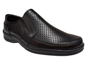 Pantofi barbati casual din piele naturala, perforati, cu elastic, calapod lat - GKR23N - Img 5
