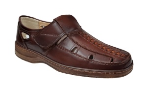Pantofi barbati casual, perforati, din piele naturala, Maro - RSY502M - Img 1