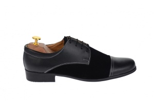 Pantofi barbati eleganti din piele naturala combinata, culoare neagra, P34N2N - Img 4
