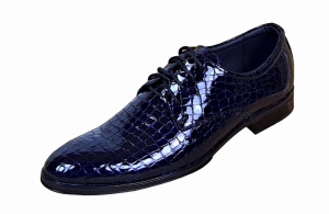 Pantofi barbati eleganti din piele naturala, Croco, bleumarin inchis, LAC, TESTCROCOBL - Img 5