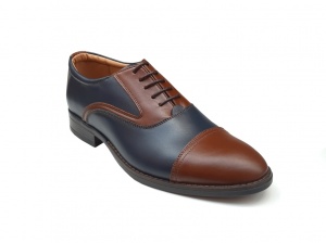 Pantofi barbati eleganti, din piele naturala, Maro - Albastru, CIUCALETI SHOES, TEST44