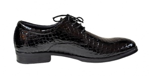 Pantofi barbati office, eleganti din piele naturala, Croco, Negru, LAC, TEST61NC - Img 4