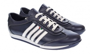 Pantofi barbati sport din piele naturala - Model bleumarin 1053BLA - Img 5