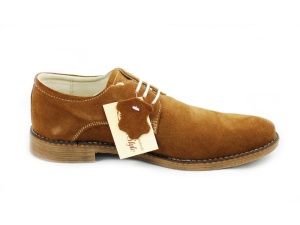 Pantofi casual barbati din piele naturala intoarsa maro 855 Camel - Img 3