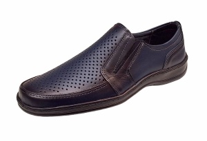 Pantofi casual barbati din piele naturala, perforati cu elastic - Bleumarin GKR23BL - Img 5