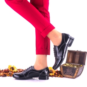 Pantofi casual dama din piele naturala - Model Negru Sara A150C - Img 2