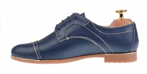 Pantofi casual pentru dama din piele naturala bleumarin P995BL - Img 3