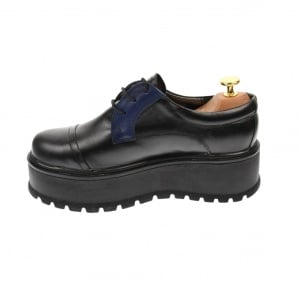 Pantofi dama casual cu platforme de 4 cm, negru cu albastru - TCC4NA - Img 3