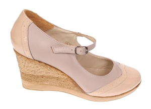 Pantofi dama casual din piele naturala Bej Box cu Lac- P104BB - Img 5