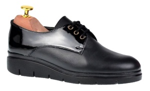Pantofi dama casual din piele naturala Box cu Lac - Model Negru MIONBOXLAC