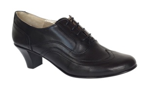 Pantofi dama casual din piele naturala box - Model Negru cu siret P17BL