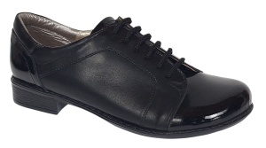 Pantofi dama casual din piele naturala box Negru Lac P53LACN