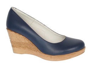 Pantofi dama casual din piele naturala cu platforme de 7cm - Bleumarin NA170BLM - Img 9