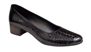Pantofi dama casual din piele naturala Negru Croco Lac - STD24CRN - Img 2