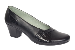 Pantofi dama casual din piele naturala negru croco P33CRN - Img 5