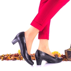 Pantofi dama, casual,din piele naturala toc 6cm - NA113NPL - Img 2