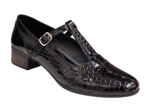 Pantofi dama cu bareta pentru dans - Model Negru din piele naturala Croco STD23CRN