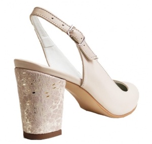 Pantofi dama decupati Bej cu toc auriu de 8 cm NA101AUBP - Img 4