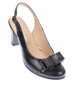 Pantofi dama decupati din piele naturala de culoare neagra - Mara - Img 4