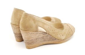 Pantofi dama decupati din piele naturala intoarsa - S1047BEJ - Img 2