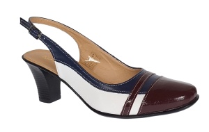 Pantofi dama decupati din piele naturala visiniu alb bleumarin - S301VABL - Img 6