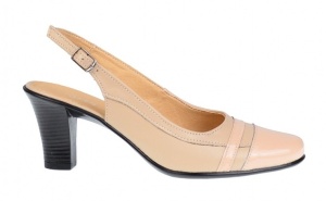 Pantofi dama decupati, eleganti, din piele naturala, cu toc 7cm - S301BEJBEJ - Img 4