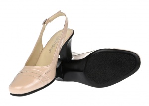 Pantofi dama decupati eleganti din piele naturala cu toc de 7cm - S301BEJ - Img 2