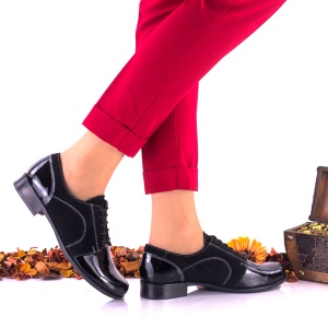 Pantofi dama din piele intoarsa si piele lacuita - NA150NSL - Img 2