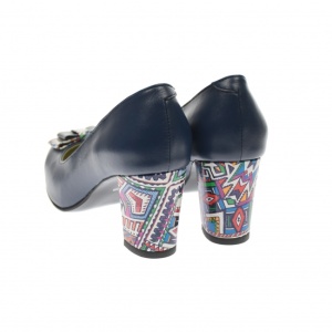 Pantofi dama din piele naturala, bleumarin, toc 7cm - NAA41BLM - Img 5