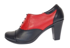 Pantofi dama din piele naturala cu toc de 7cm Negru - Rosu P46NR - Img 6