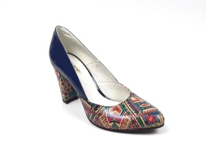 Pantofi dama eleganti din piele naturala bleumarin lac cu imprimeu, toc 9cm - Img 6