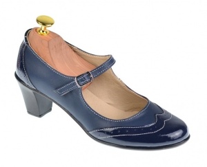 Pantofi dama eleganti din piele naturala bleumarin - P104BLBL