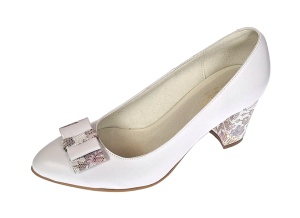 Pantofi dama eleganti din piele naturala box toc 7cm, Alb A41APF - Img 2